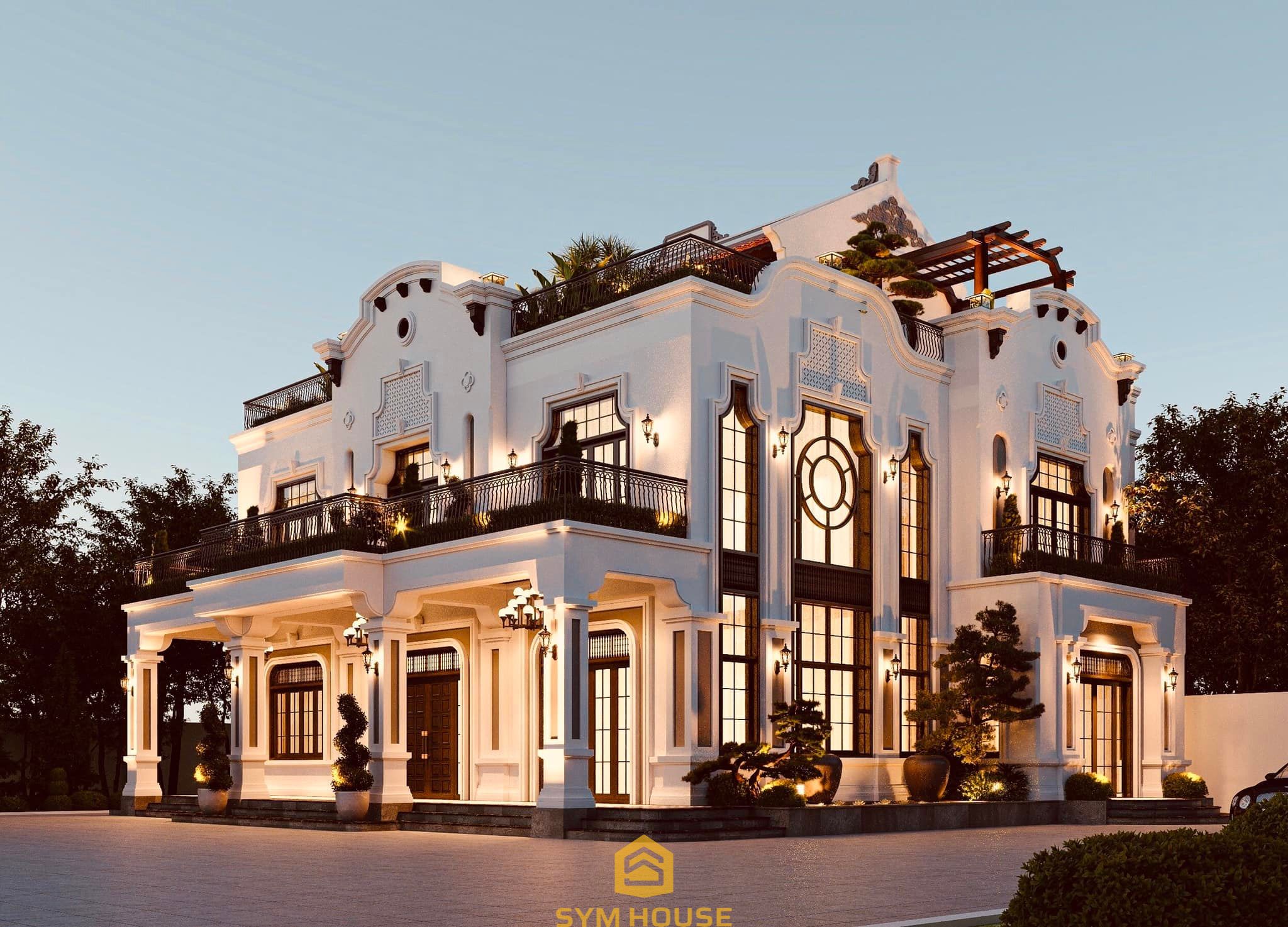 Quang Minh' House – Biệt thự mang phong cách Indochine tại Hà Nam 18 Toàn cảnh căn biệt thự Quang Minh House - Biệt thự phong cách Indochine