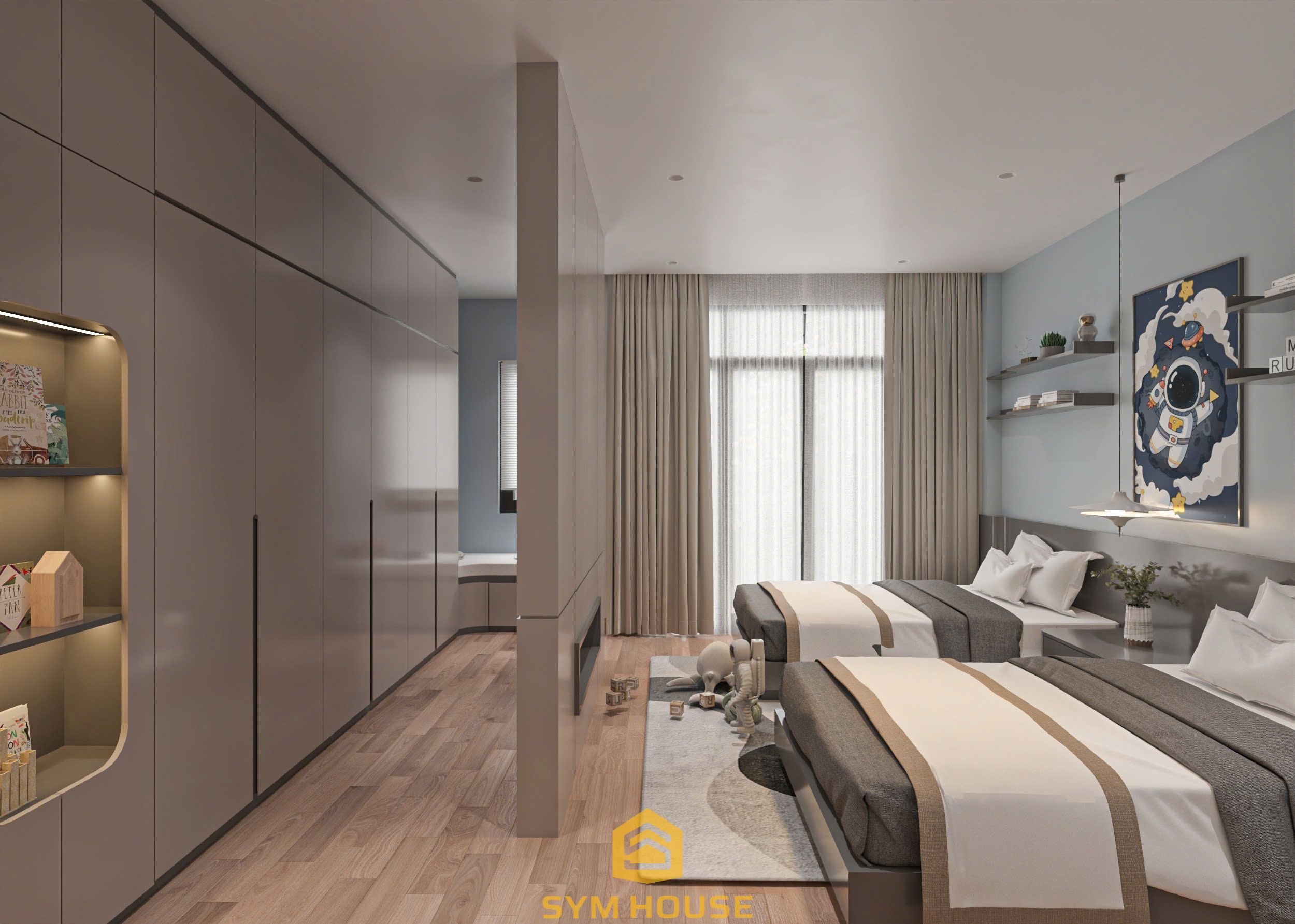 Nhà phố hiện đại 4 tầng – Không gian sống tinh tế, tiện nghi và đẳng cấp. 29 Tủ âm tường tối ưu diện tích