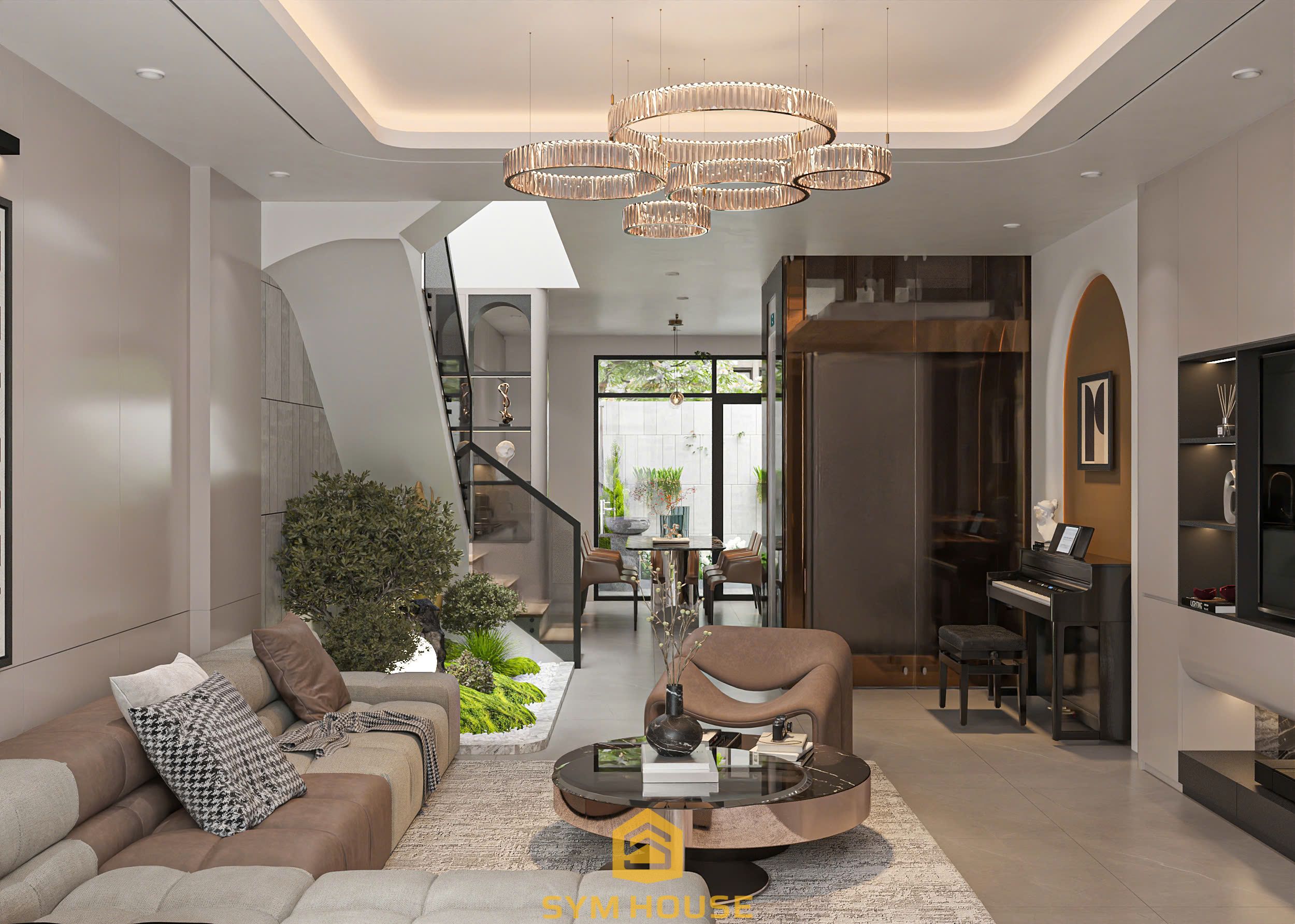 Nhà phố hiện đại 4 tầng – Không gian sống tinh tế, tiện nghi và đẳng cấp. 24 Phòng khách được bố trí nội thất hợp lý tạo cảm giác rộng thoáng tự nhiên