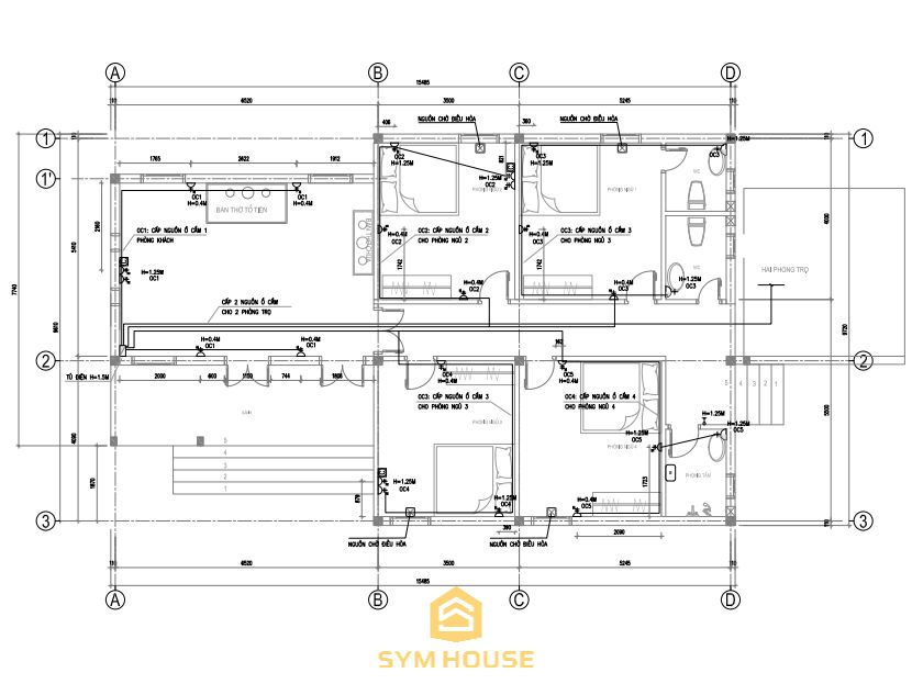 Sơ đồ hệ thống điện âm tường 