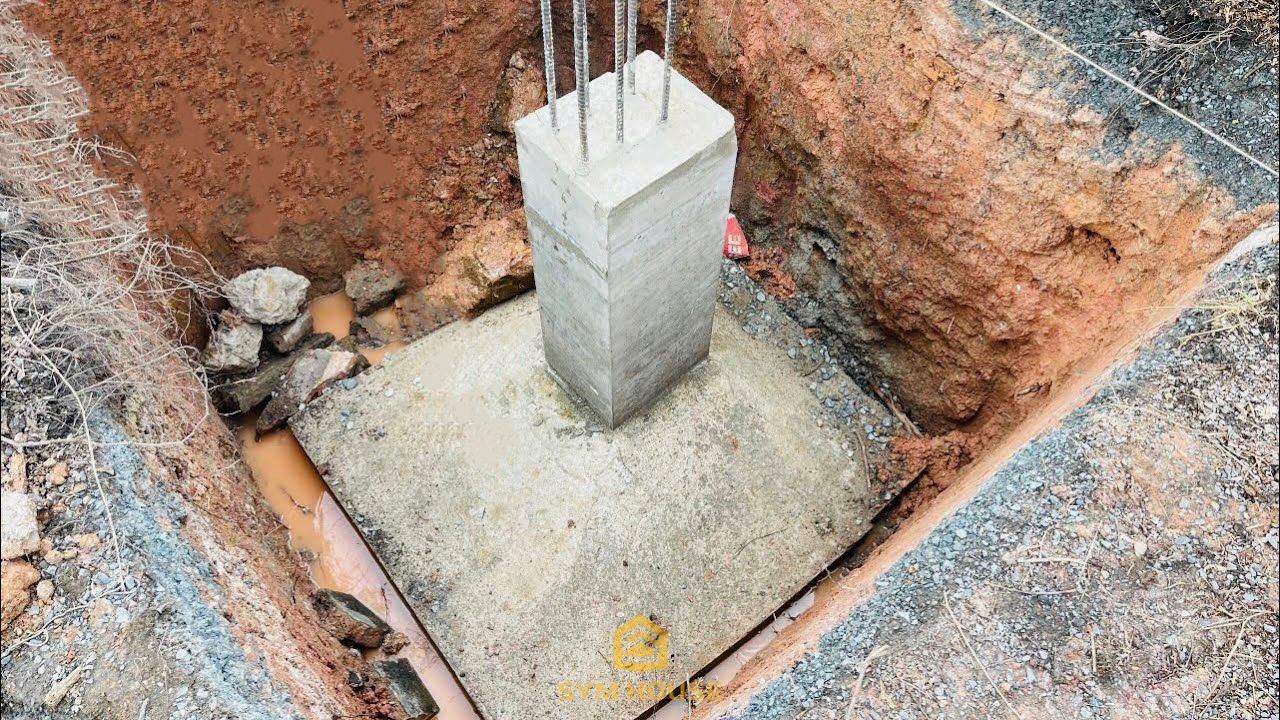 Móng đơn khi thi công 