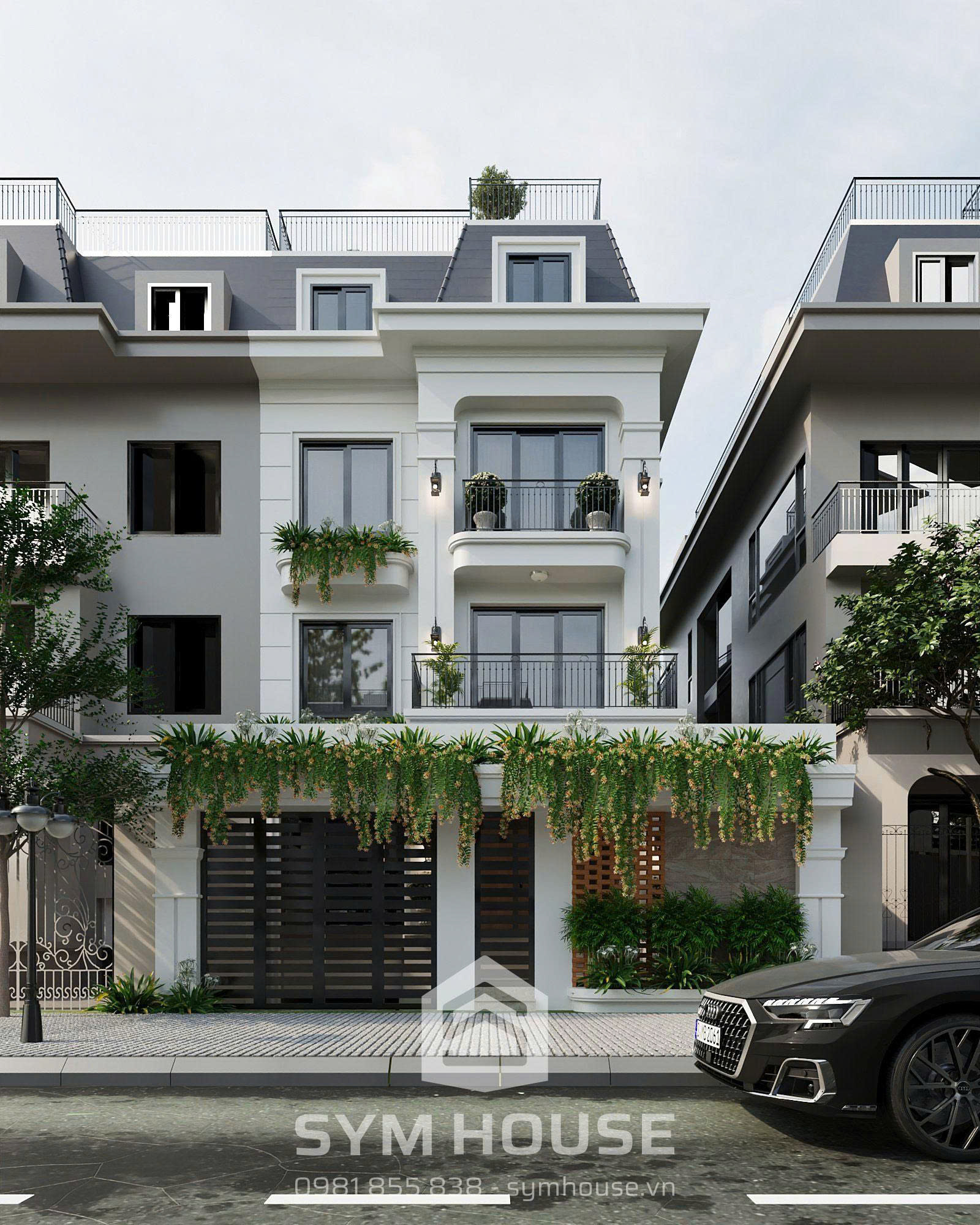 Thiết kế nhà phố hiện đại cân bằng ánh sáng và vật liệu bền vững