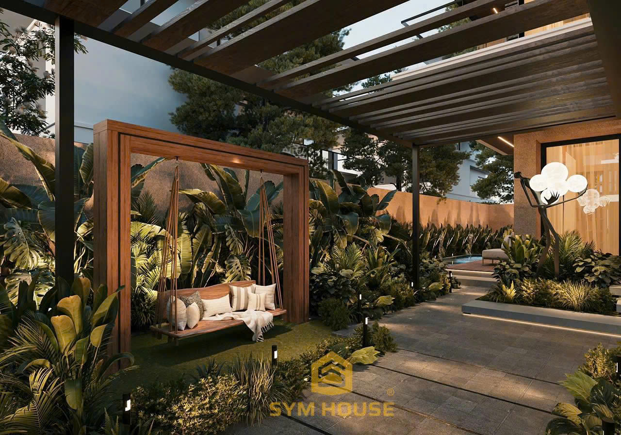 Kiến trúc nhà phố hiện đại hài hòa hình khối và màu sắc trung tính