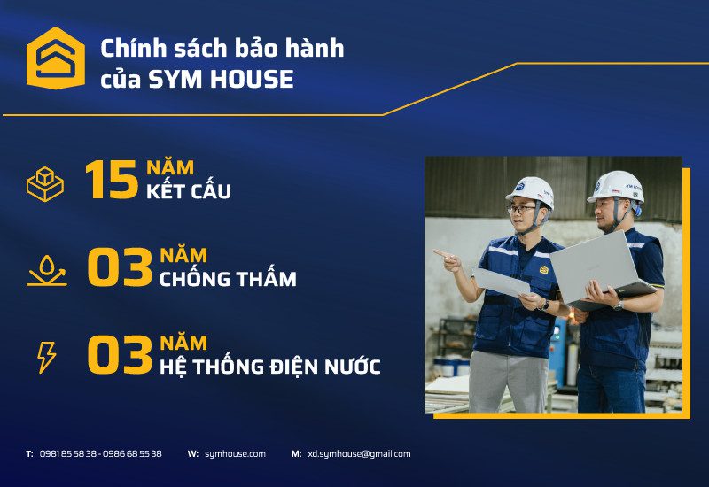 am kết bảo hành các vấn đề thấm, nứt tường và hệ thống điện nước trong thời gian lên đến 3 năm kể từ ngày bàn giao nhà.