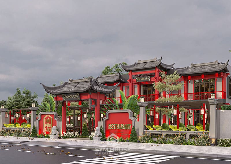 Thiết kế - thi công trọn gói nhà hàng phong cách Trung Hoa pha sắc Việt 1000m2 tại Hà Nội